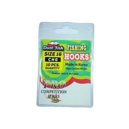 Carlige legate feeder - Carlige NR 16, COD CHG, 10 bucati /plic, Dual Fish