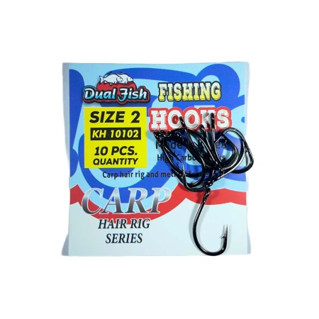 Accesorii monturi crap - Carlige NR 2, COD 10102, 10 bucati /plic, Dual Fish