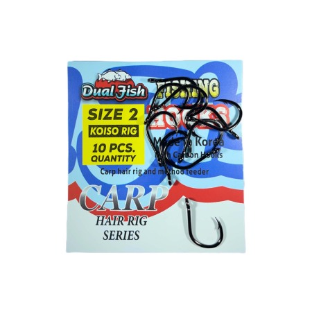 Carlige crap - Carlige NR 2, COD KOISO RIG, 10 bucati /plic, Dual Fish