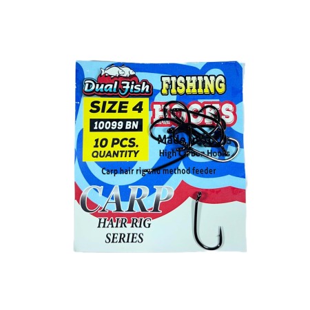 Carlige crap - Carlige NR 4, COD 10099, 10 bucati /plic, Dual Fish