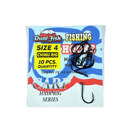 Carlige crap - Carlige NR 4, COD CHINU RIG, 10 bucati /plic, Dual Fish
