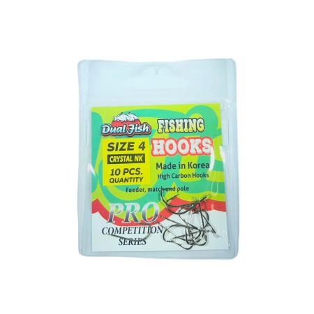 Accesorii pescuit stationar - Carlige NR 4, COD CRYSTAL NK, 10 bucati /plic, Dual Fish