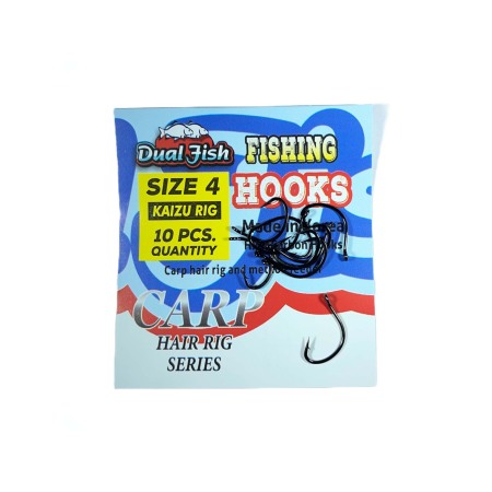 Carlige crap - Carlige NR 4, COD KAIZU RIG, 10 bucati /plic, Dual Fish