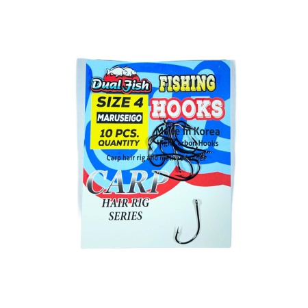 Pescuit la crap - Carlige NR 4, COD MARUSEIGO, 10 bucati /plic, Dual Fish
