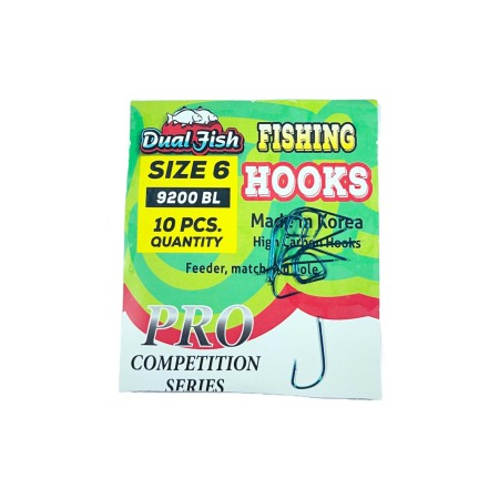 Accesorii pescuit stationar - Carlige NR 6, COD 9200 BL , 10 bucati /plic, Dual Fish