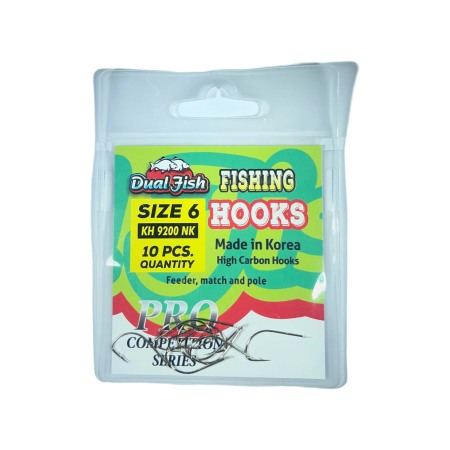 Accesorii pescuit stationar - Carlige NR 6, COD 9200 NK, 10 bucati /plic, Dual Fish