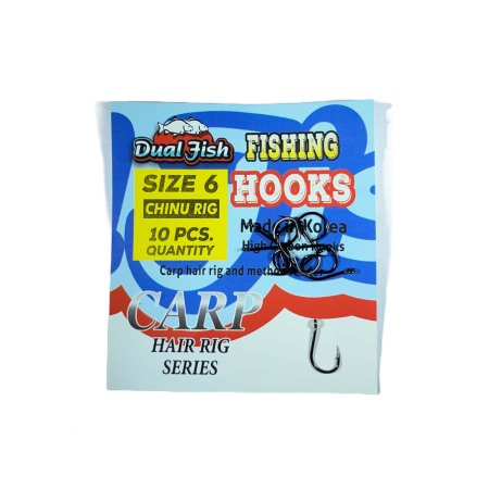 Pescuit la crap - Carlige NR 6, COD CHINU RIG, 10 bucati /plic, Dual Fish
