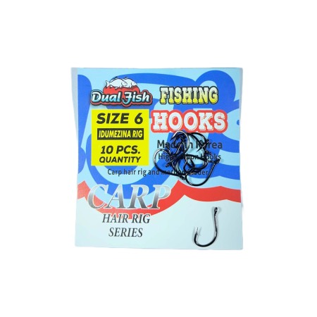 Pescuit la crap - Carlige NR 6, COD IDUMEZINA RIG, 10 bucati /plic, Dual Fish