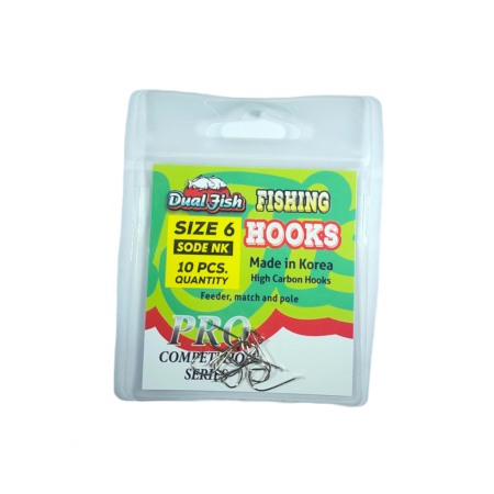 Carlige legate feeder - Carlige NR 6, COD SODE NK, 10 bucati /plic, Dual Fish