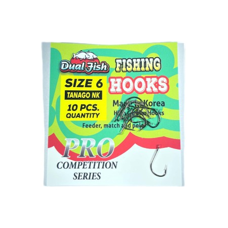 Carlige legate feeder - Carlige NR 6, COD TANAGO NK, 10 bucati /plic, Dual Fish