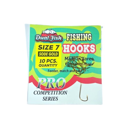 Carlige legate feeder - Carlige NR 7, COD SODE GOLD, 10 bucati /plic, Dual Fish