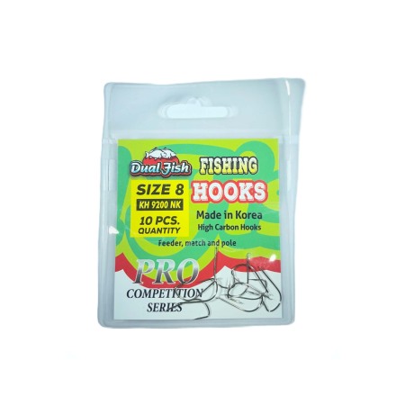 Carlige legate feeder - Carlige NR 8, COD 9200 NK, 10 bucati /plic, Dual Fish