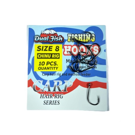 Pescuit la crap - Carlige NR 8, COD CHINU RIG, 10 bucati /plic, Dual Fish