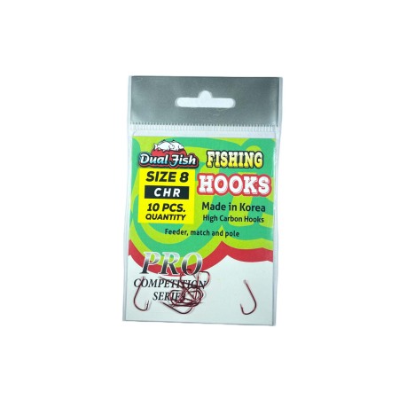 Carlige legate feeder - Carlige NR 8, COD CHR, 10 bucati /plic, Dual Fish