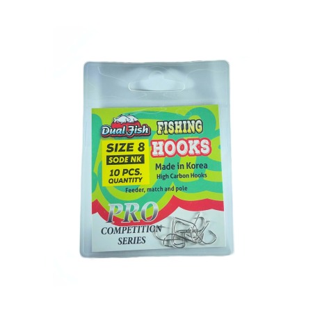 Carlige legate feeder - Carlige NR 8, COD SODE NK, 10 bucati /plic, Dual Fish