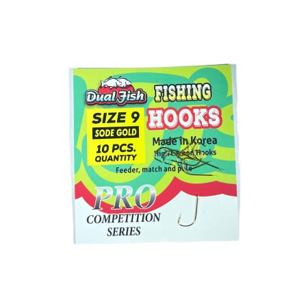 Carlige legate feeder - Carlige NR 9, COD SODE GOLD, 10 bucati /plic, Dual Fish