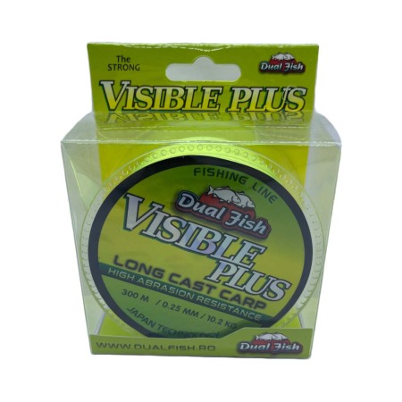 Fire crap - Fir MONOFILAMENT, VIZIBLE PLUS GALBEN FLUO, 300 m, grosime de 025 mm, rezistenta 10,2 kg, Dual Fish