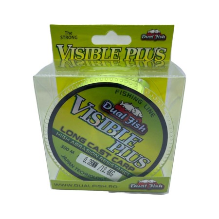 Fire crap - Fir MONOFILAMENT, VIZIBLE PLUS GALBEN FLUO, 300 m, grosime de 028 mm, rezistenta 12,4 kg, Dual Fish