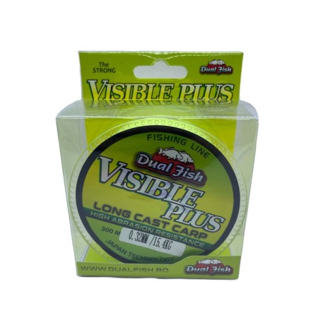 Fire crap - Fir MONOFILAMENT, VIZIBLE PLUS GALBEN FLUO, 300 m, grosime de 032 mm, rezistenta 15,4 kg, Dual Fish