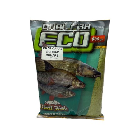Nada ECO - Nada ECO sub forma de cereale sfaramate pentru pescuit, aditivata, aroma de CRAP CARAS SCOBAR DUNARE, 800 grame, Dual Fish