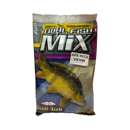 Nada Dual Fish - Nada MIX APA RECE BLACK sub forma de cereale sfaramate pentru pescuit, aditivata, aroma de VIERMI, 1 kg, Dual Fish