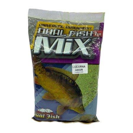 Nada MIX - Nada MIX sub forma de cereale sfaramate pentru pescuit, aditivata, aroma de LUCERNA AMUR, 1 Kg, Dual Fish