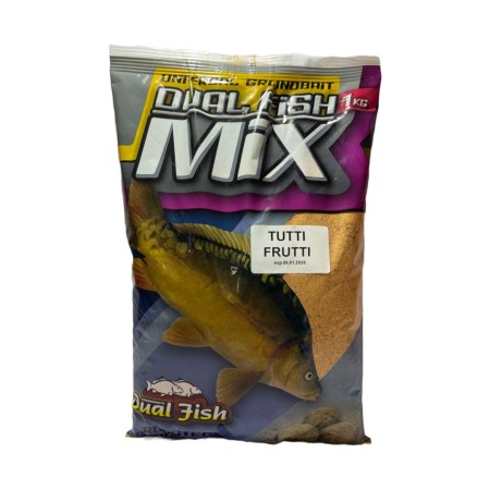 Nada MIX - Nada MIX sub forma de cereale sfaramate pentru pescuit, aditivata, aroma de TUTTI FRUTTI, 1 Kg, Dual Fish