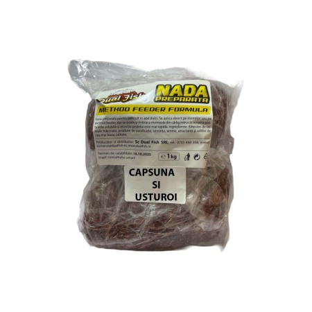 Nada preparata special method feeder - Nada preparata Special Method Feeder sub forma de pasta pentru pescuit, aroma de CAPSUNI CU USTUROI, 1 kg, Dual Fish