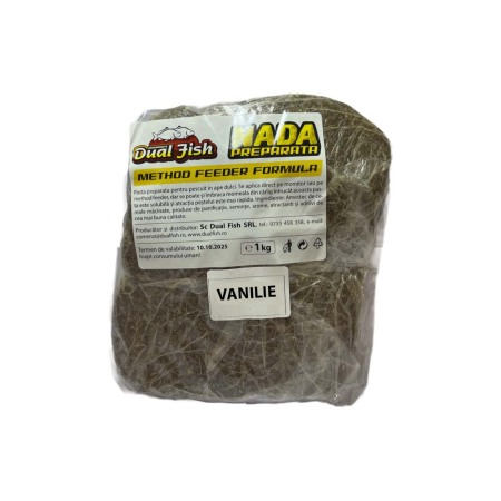 Nada preparata special method feeder - Nada preparata Special Method Feeder sub forma de pasta pentru pescuit, aroma de VANILIE, 1 kg, Dual Fish