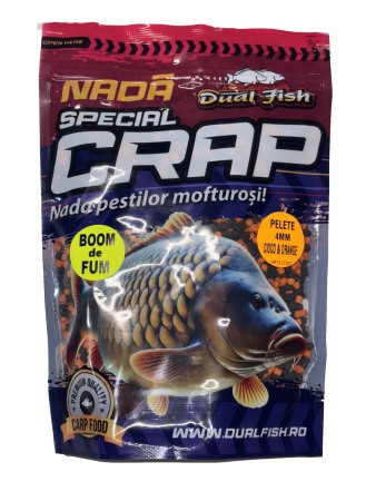 PELETE 4MM BOOM DE FUM SPECIAL CRAP - PELETE 4MM, BOOM DE FUM SPECIAL CRAP, AROMA DE CIOCO&ORANGE, 750GR, DUAL FISH