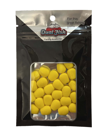 Momeala silicon - Porumb flotant din silicon, cu aroma adaugata, pentru pescuit, culoare galben, Dual Fish