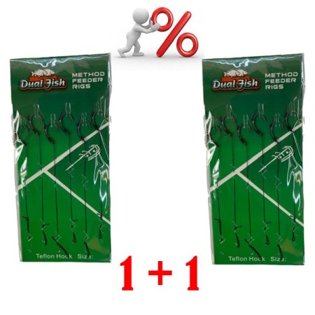 Promotii - PROMOTIE 1+1! Carlige legate method feeder cu spin, pentru pescuit, dimensiunea 6, Dual Fish