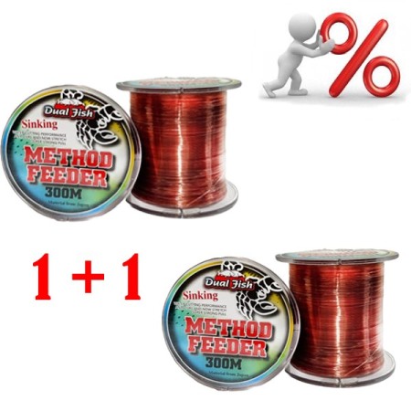 Promotii - PROMOTIE 1+1! Fir monofilament method feeder, 300 M, grosime de 0,18 MM, rezistenta 11,4 KG, Dual Fish