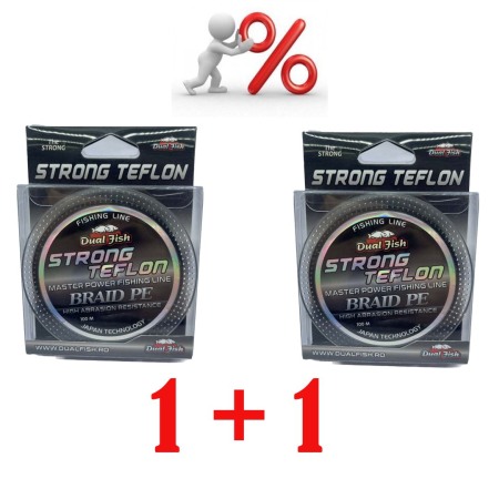 Promotii - PROMOTIE 1+1! Fir TEXTIL STRONG TEFLON, 100 m, grosime 0,16 mm, rezistenta 10,0 kg, Dual Fish