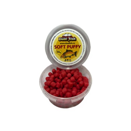Puffy soft - Puffy Soft, dimensiune mini, aroma de CAPSUNI (ROSU), 50 gr, Dual Fish