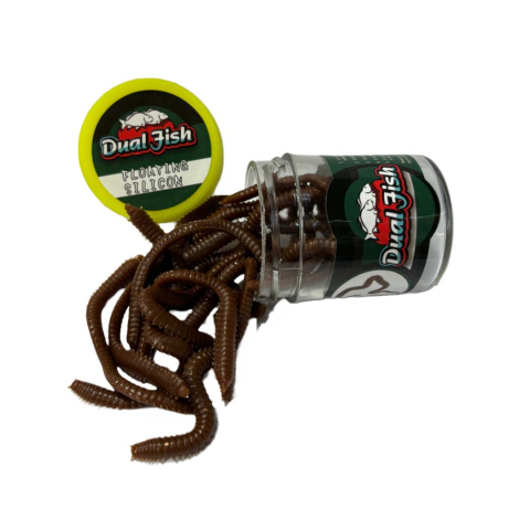 Momeala silicon - Rame artificiale (silicon) cu feromoni, culoare maro, Dual Fish