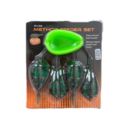 Plumbi/Momitoare feeder - Set matrita + 4 momitoare method feeder, 30 GR + 40 GR + 50 GR + 60 GR, Dual Fish