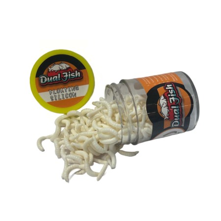 Viermi, rame și biluțe silicon - Viermi artificiali (silicon) cu feromoni, culoare alb, Dual Fish