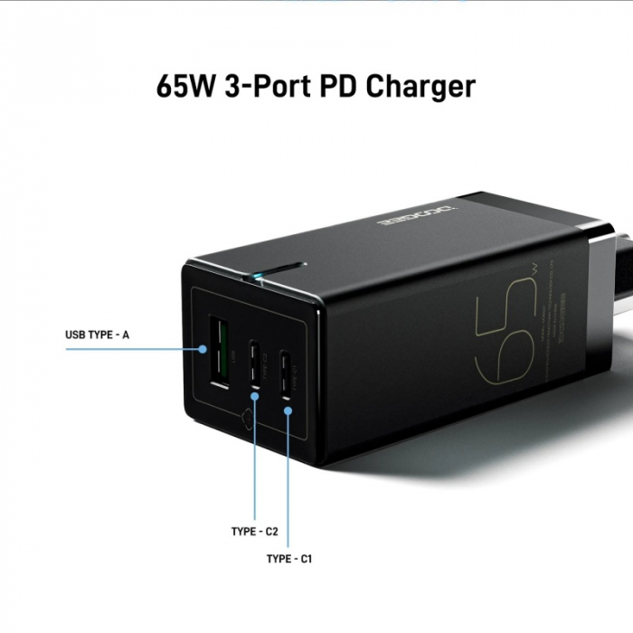 Incarcator Doogee 65W GaN Fast Charger Negru [3]