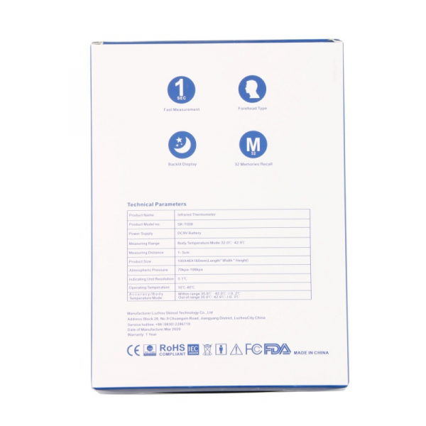 Termometru digital cu infrarosu CLOC SK-T008 pentru adulti si copii, Display iluminat, Masurare rapida 1s fara contact [7]