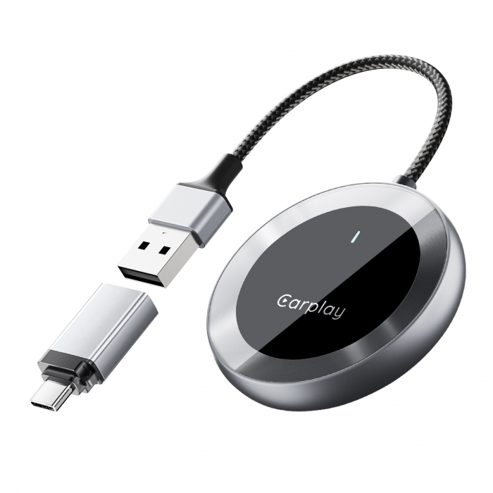 iSEN A20 Vezeték nélküli Autós Adapter Android Auto és CarPlay-hez, Fekete, USB és Type-C, Automatikus Csatlakozás, 5.8 GHz, Plug & Play [6]