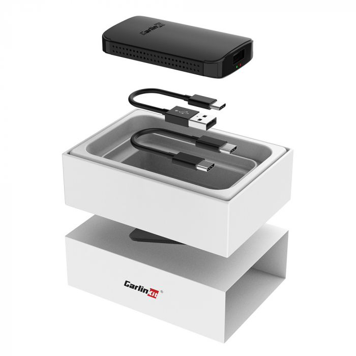 Adaptor Smart AI Box Android Auto wireless CarlinKit A2A  Negru, WiFi, Bluetooth, Conectare automata, OTA Upgrade [9]