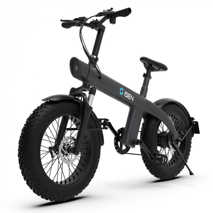 Elektromos kerékpár iSEN Q3 Fat Bike Szürke, 750W, 7 Shimano sebesség, Teljesen elektromos vagy segített kerékpározás, 45km/h, Leszerelhető akkumulátor, IP54 [2]
