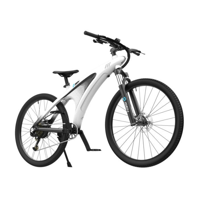 Elektromos kerékpár iSEN Q5 fehér, 650 W, kerék 27,5", 9 Shimano sebesség, Teljesen elektromos vagy rásegített vezetés, 45 km/h, Kivehető akkumulátor, IPX4 [10]