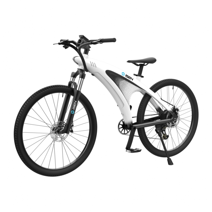 Elektromos kerékpár iSEN Q5 fehér, 650 W, kerék 27,5", 9 Shimano sebesség, Teljesen elektromos vagy rásegített vezetés, 45 km/h, Kivehető akkumulátor, IPX4 [5]