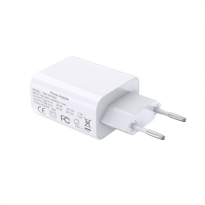 Incarcator Bluedio HNT-PD1802 Alb de 18W cu USB-A si USB Type-C [2]