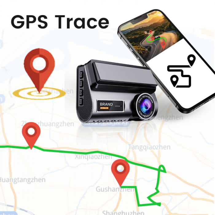 iSEN H002 autós kamera, 3" IPS kijelző, 4K 30fps elöl & 2K hátul, WiFi alkalmazásvezérlés, GPS nyomkövetés, G-szenzor, időeltolásos felvétel, parkolásfigyelés, elülső/hátsó kamera [6]