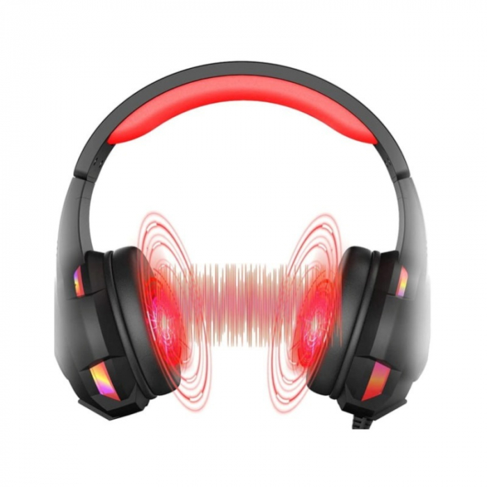 Fülre helyezhető vezetékes, játékhoz iSEN D5 fekete fejhallgató, mikrofon, USB, 3,5 mm-es audio jack, 3,5 mm-es mikrofoncsatlakozó [5]