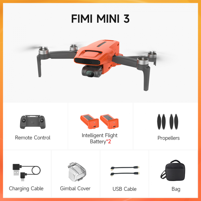 Xiaomi FIMI MINI 3 összecsukható drón, 4K, 48MP, SoLink 9Km, 12x Zoom, 3 tengelyes Gimbal, repülési magasság 800m, sebesség 18m/s, intelligens nyomkövető, Gimbal, GPS [6]