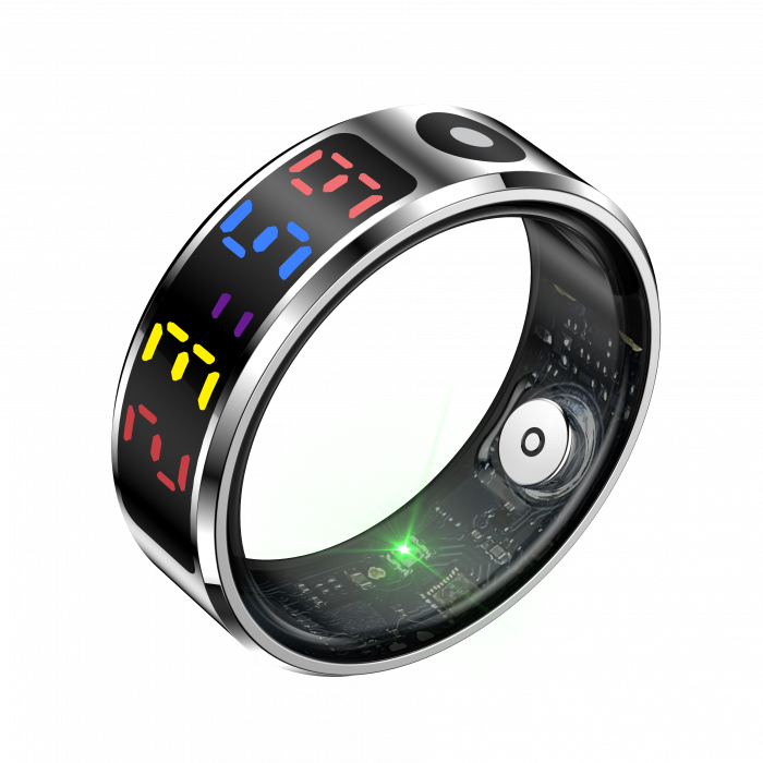 iSEN R12 Okos gyűrű Ezüst, Szívritmus, Vér oxigén, HRV, Stressz, Alvás, Lépésszámláló, Távolság és kalóriák, Hőmérséklet, Sport módok, Táv fényképezés, Töltőtok, 16 mAh [7]